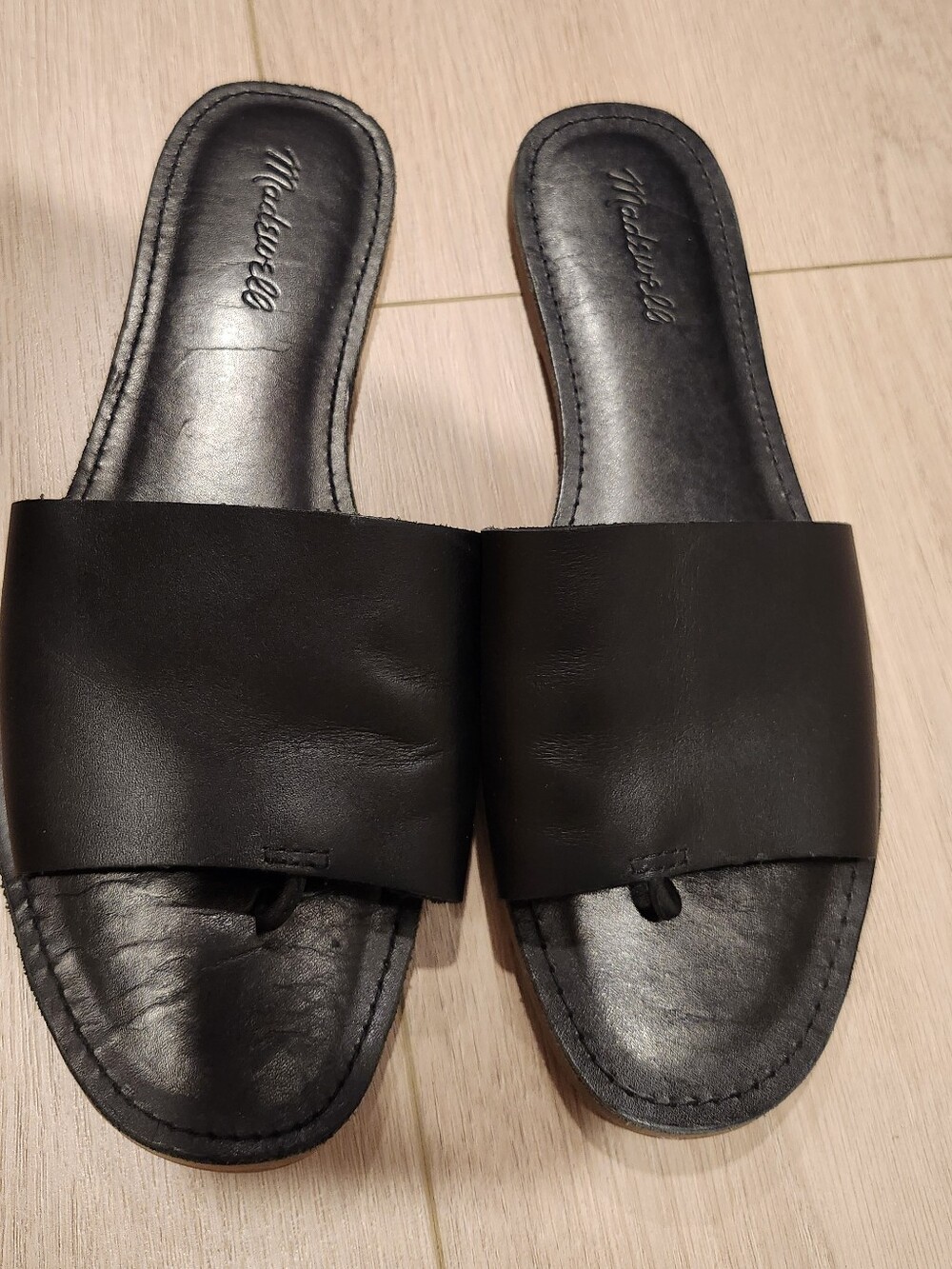 Madewell Black Leather Slide Mules